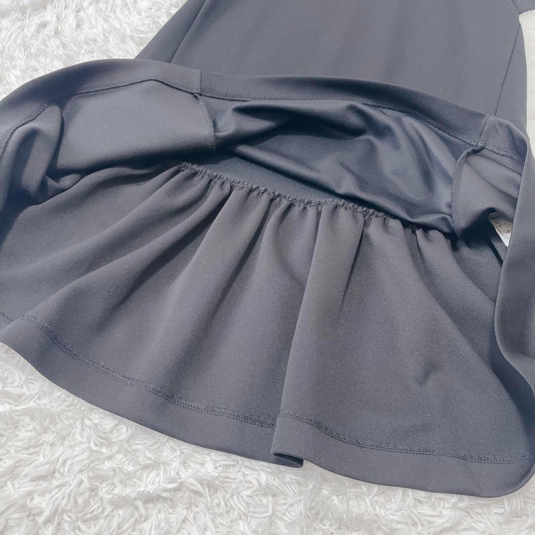 美品✨YOKOCHANヨーコチャン 裾フリルワンピースドレス ブラック 36 S