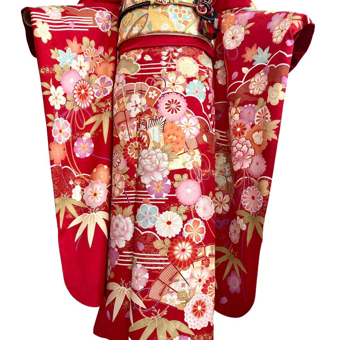★くぅ★成人式 赤 古典柄 振袖6点セット‼️フルセット可能 NO56ま15