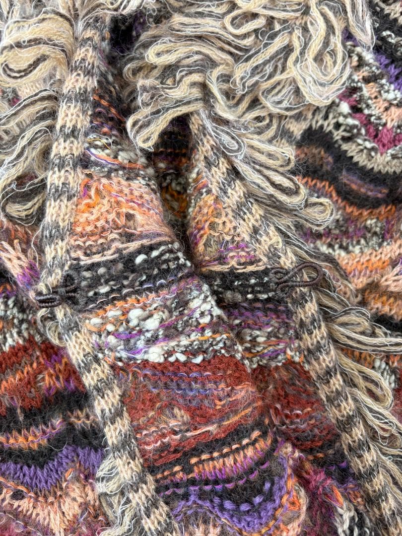 MISSONI ミッソーニ ニットカーディガン フリンジ襟 マルチカラー 総柄