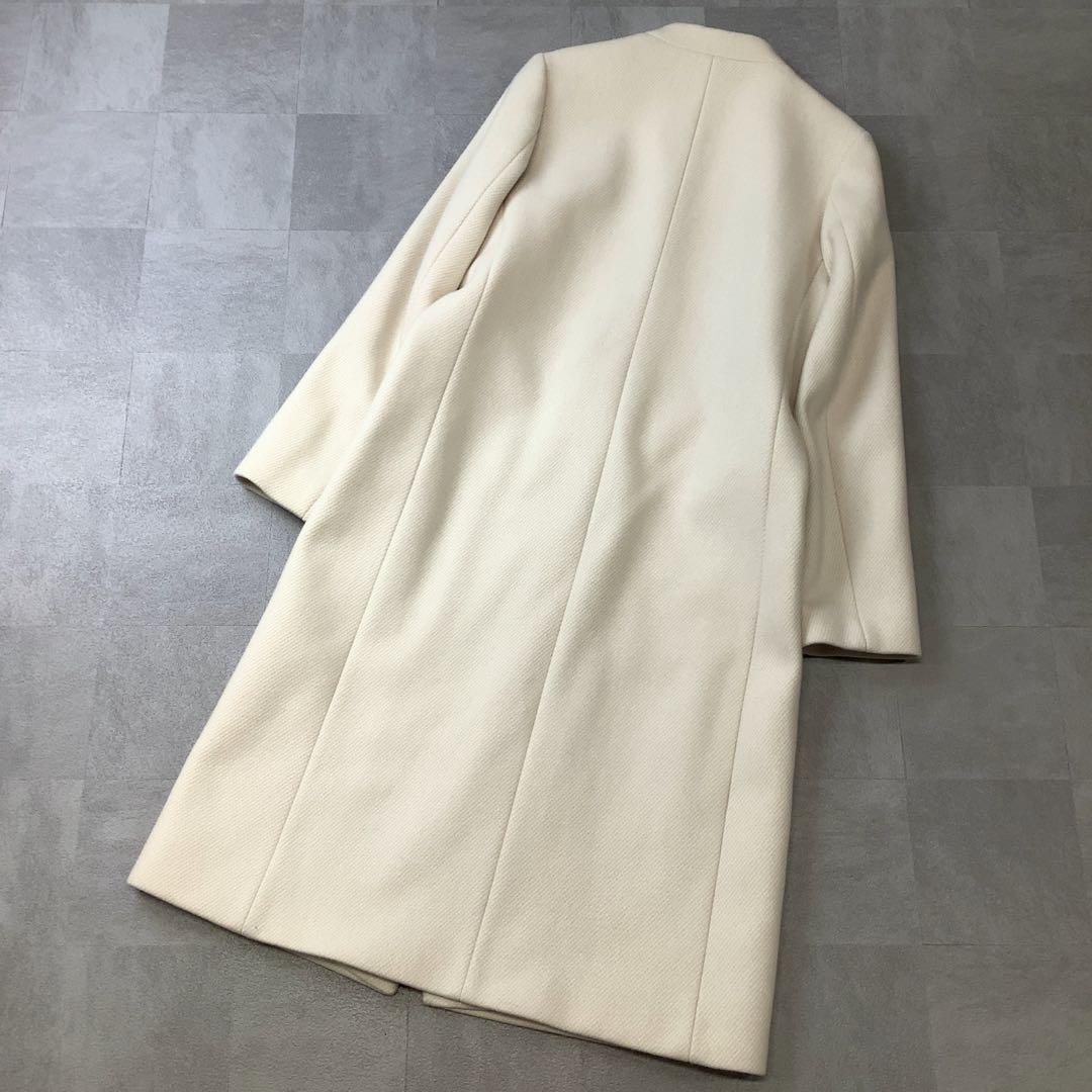 IÈNA ノーカラー V開き ロング コート ワンボタン