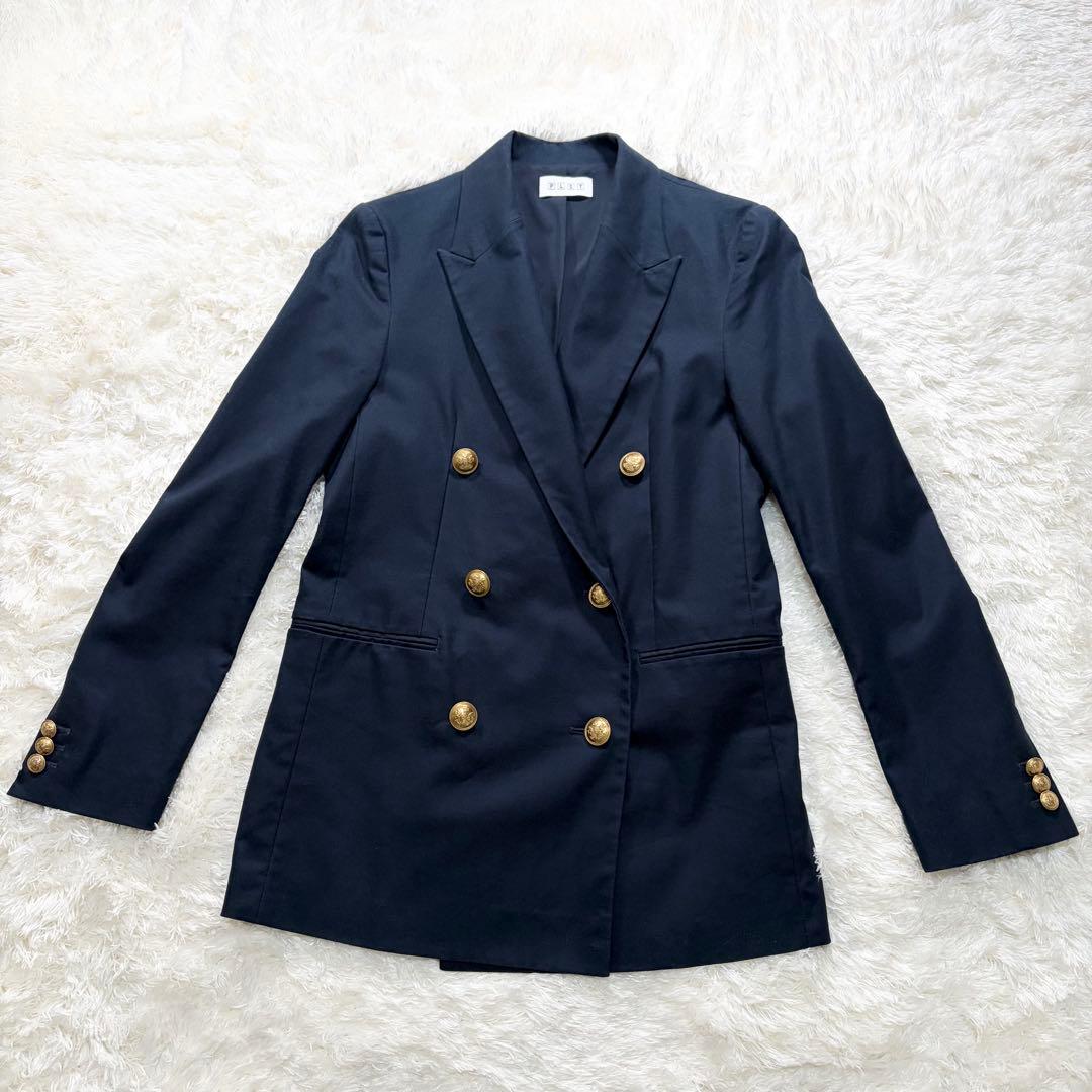 ✨洗える✨PLST プラステ　ダブルブレストブレザー　金ボタン　紺ブレ