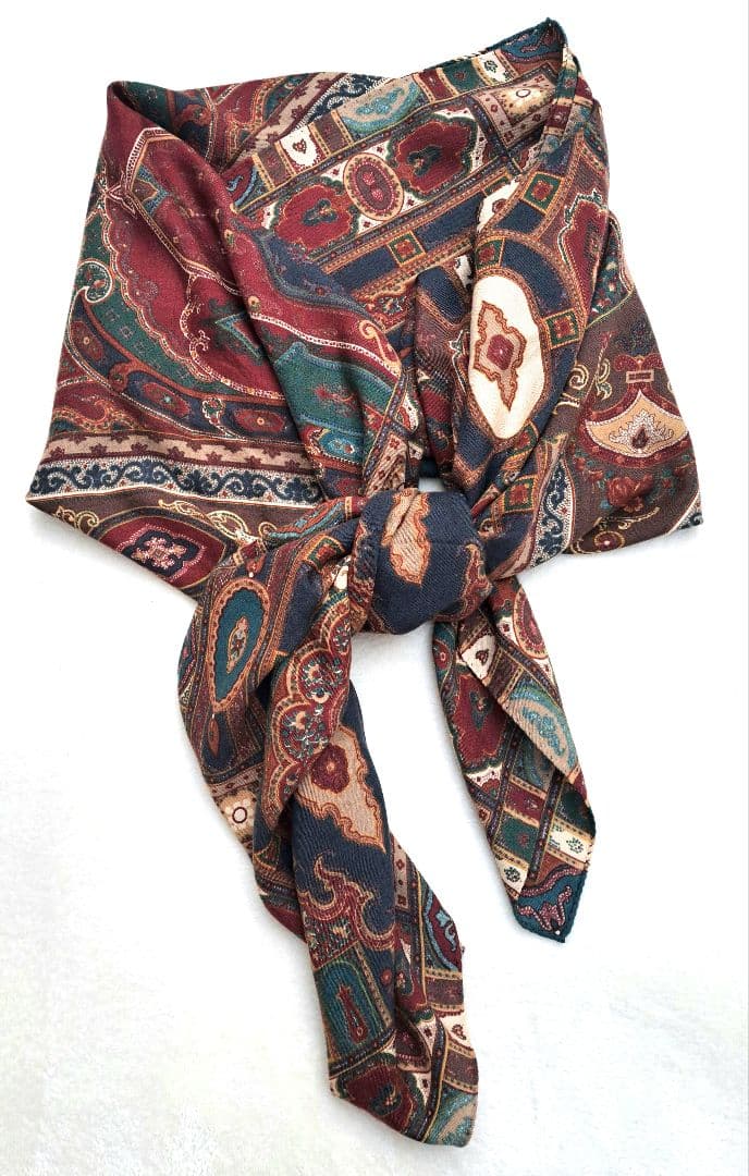 ETRO エトロ　カシミヤシルク大判ストールエスニックデザイン