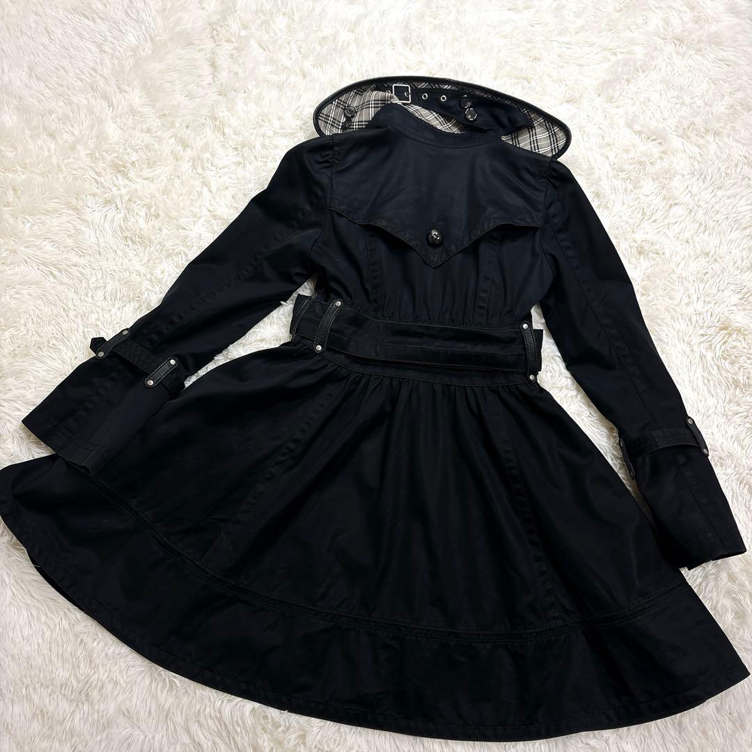 ✨希少バーバリーブルーレーベル トレンチコート ノバチェック 黒SサイズY2K
