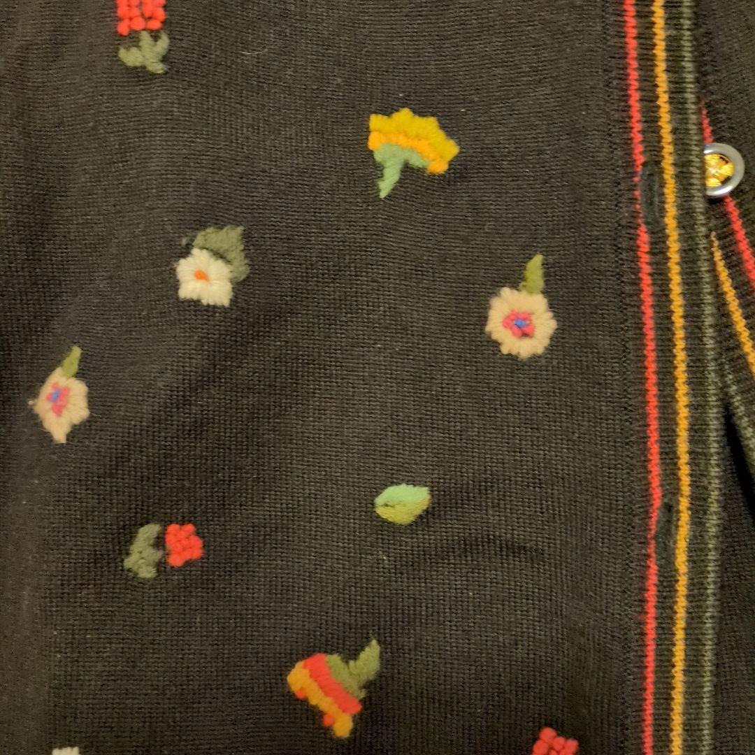 『グレ』花柄刺繍ニットセットアップ（カーディガン＋ワンピース）レディース38（M