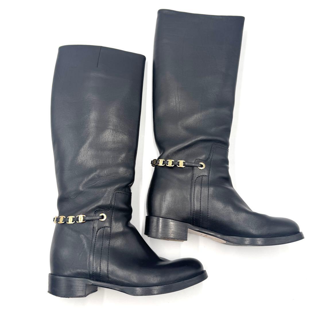 【美品】Ferragamo フェラガモ ブーツ ブラック ヴァラ 23㎝