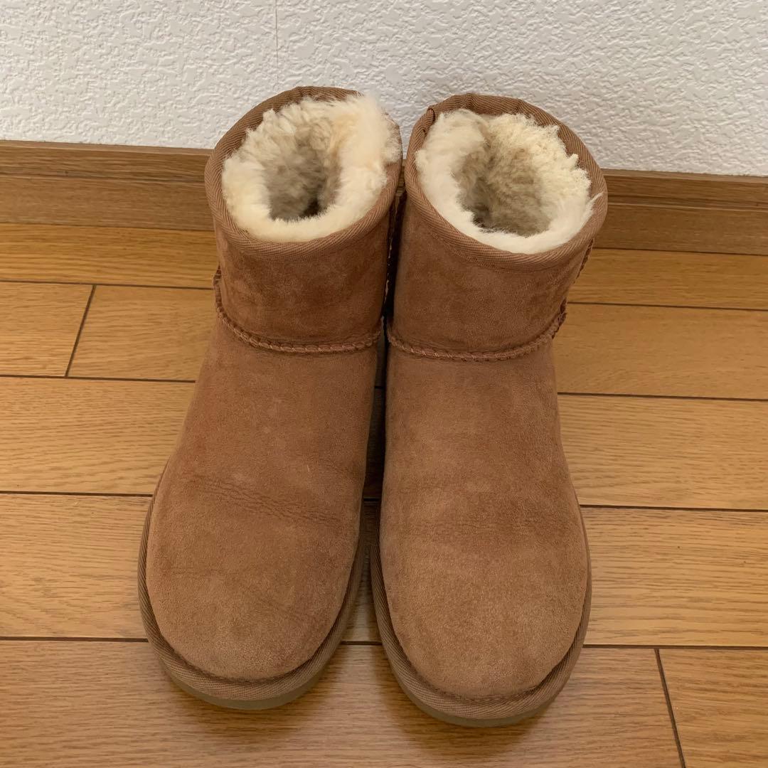 【3〜4回着用】UGG クラシックミニ ムートンブーツ チェスナット 23cm