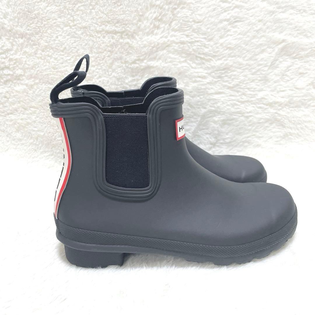 【美品】HUNTER ハンター　レインブーツ　サイドゴア　ブラック