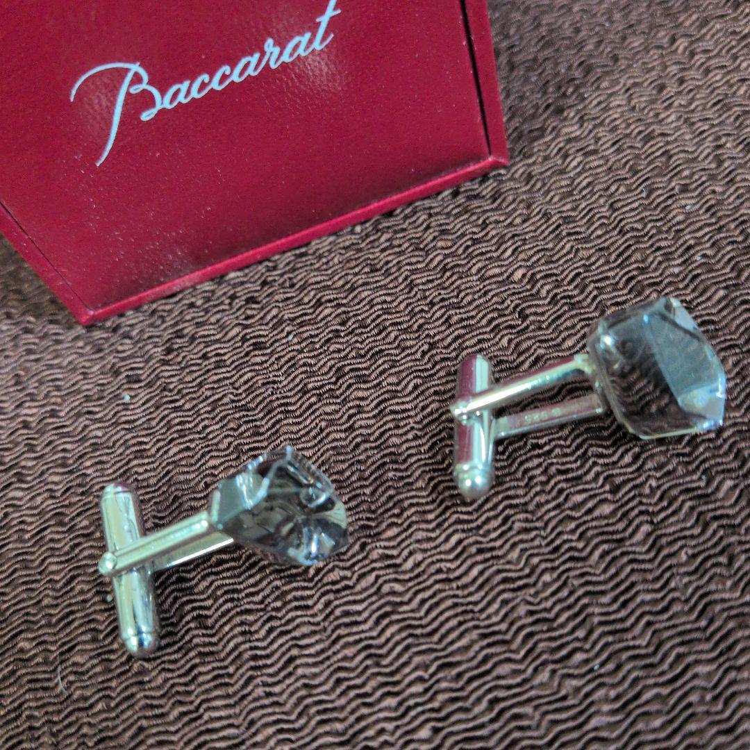 Baccarat カフリンクス 氷のモチーフ スモーククリスタル