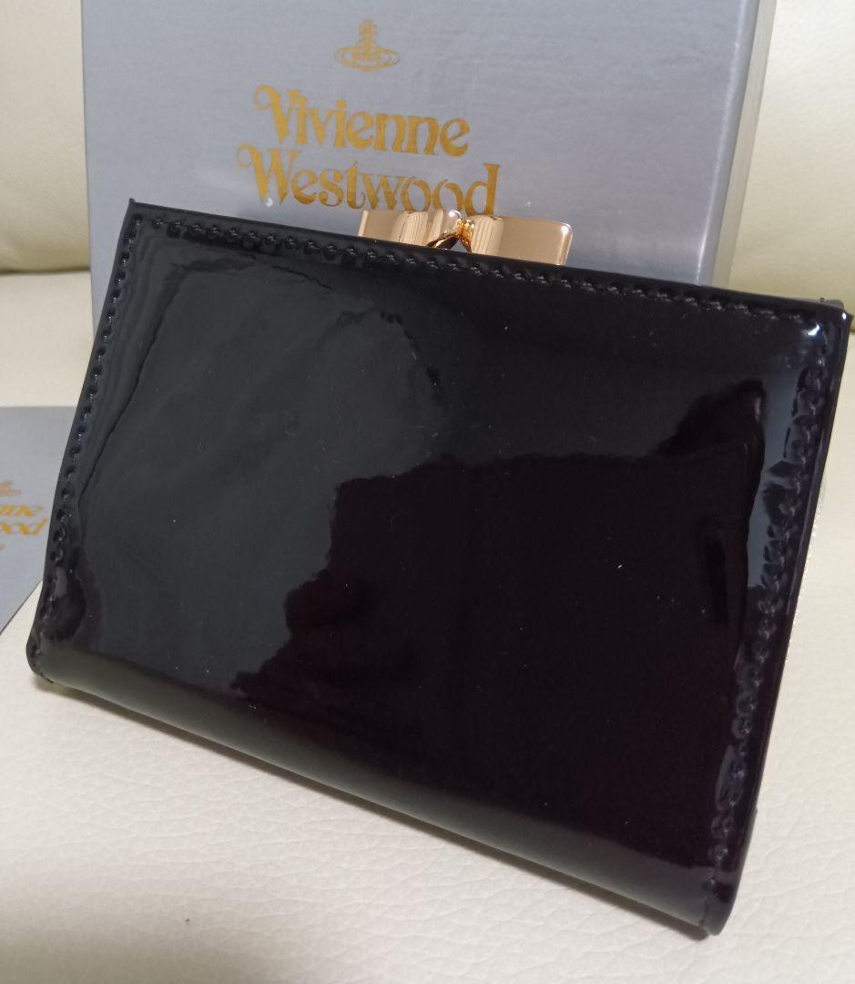 未使用品✨Vivienne Westwood 三つ折り財布 ブラック エナメル