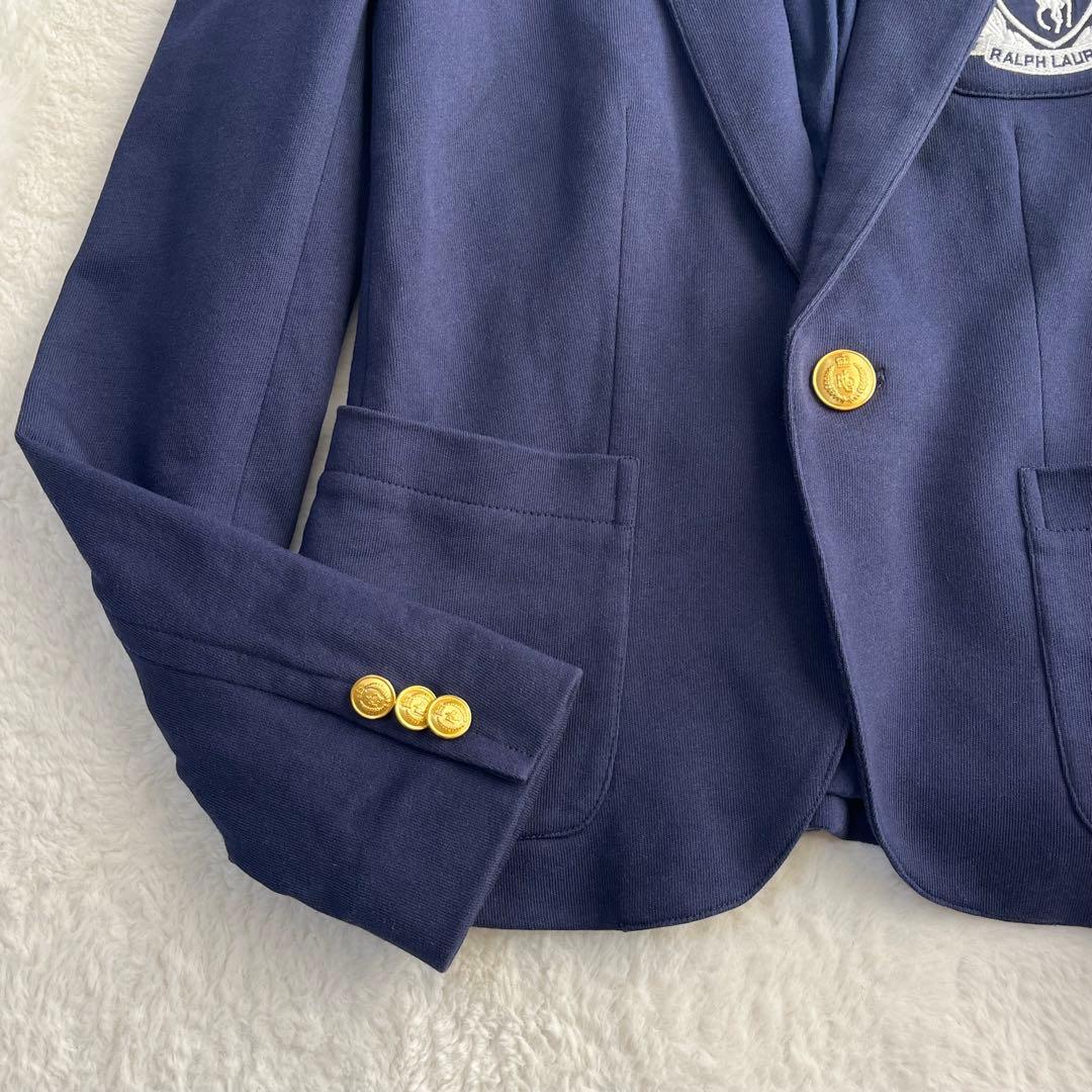 ポロラルフローレン 紺ブレ ジャケット エンブレム刺繍 金ボタン 160 M相当