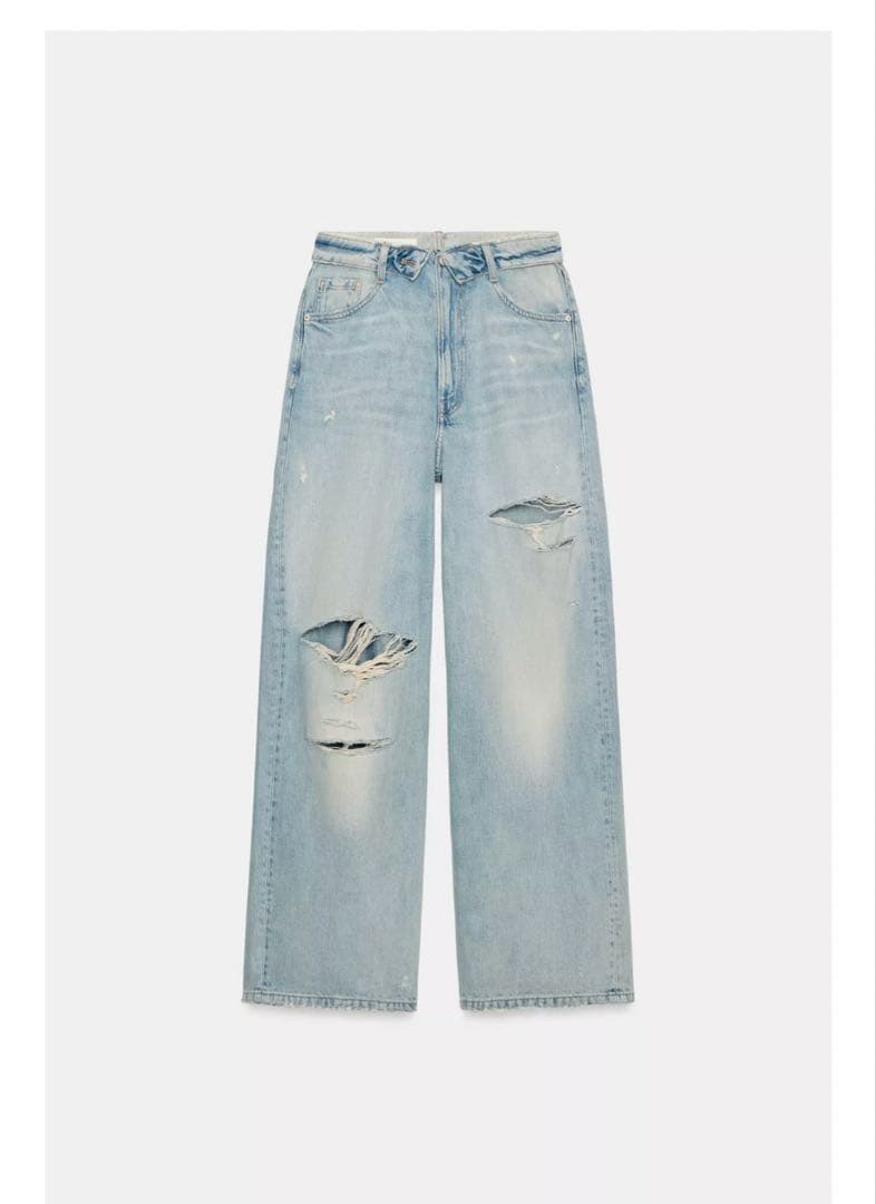 完売品⭐︎ZARA TRF ミッドライズ折り返しウエストデニムパンツ 34