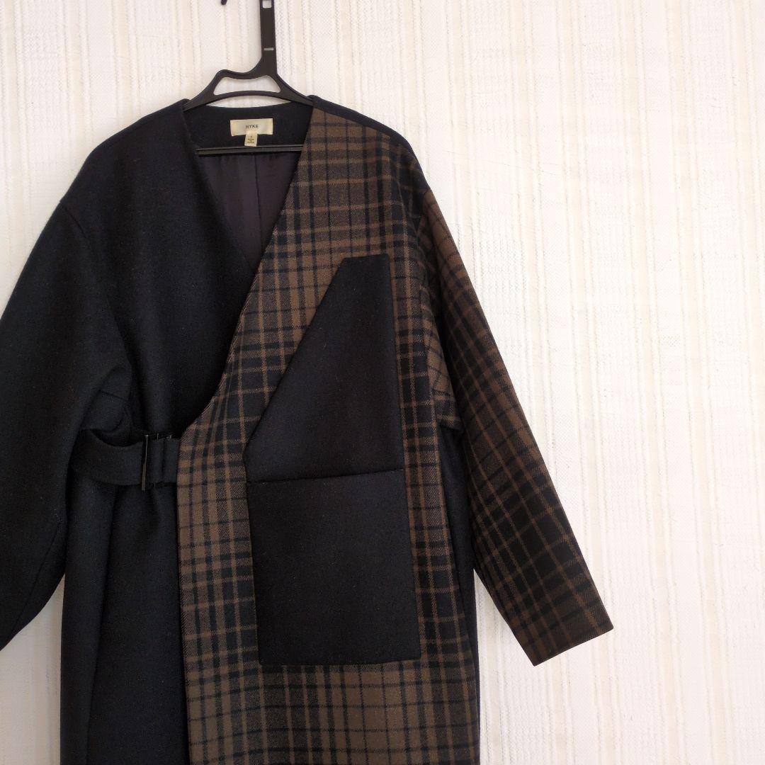 ジャケット・アウター HYKE Check Wrap Coat