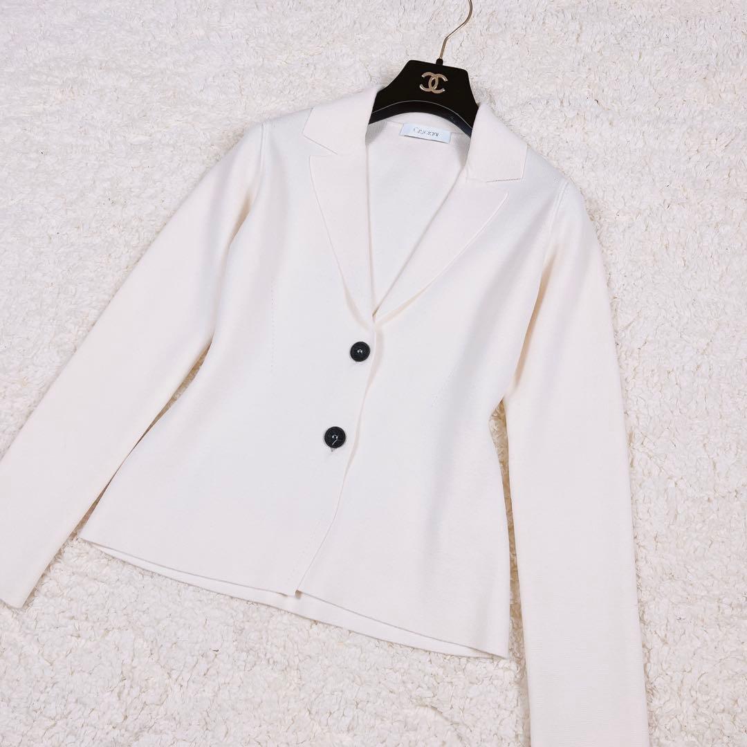 Cruciani ニット ジャケット テーラード ウール イタリヤ製 白 美品