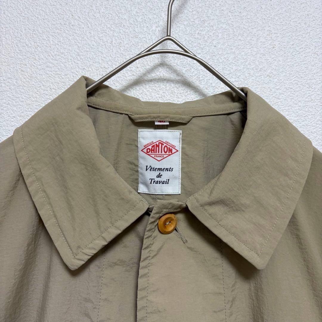 【DANTON】ダントン　ワッペンロゴ　ナイロン　ワークシャツ　カバーオール