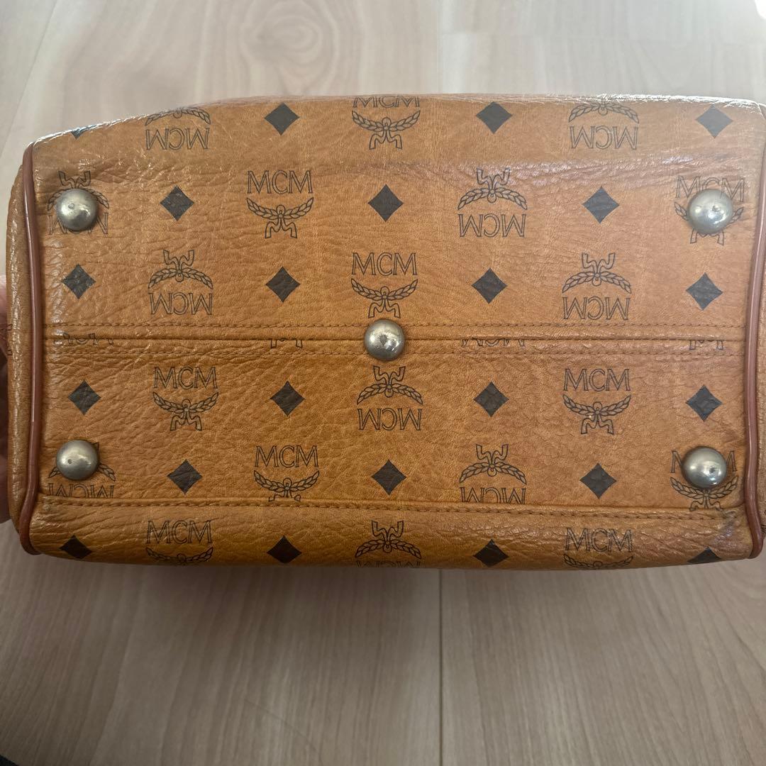 MCM ミニボストンバッグ ブラウン レザー