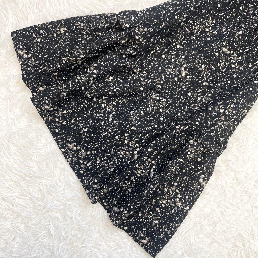美品✨️ルネ ジャガードワンピース ラメ ひざ丈ワンピース リボン ブラック 36