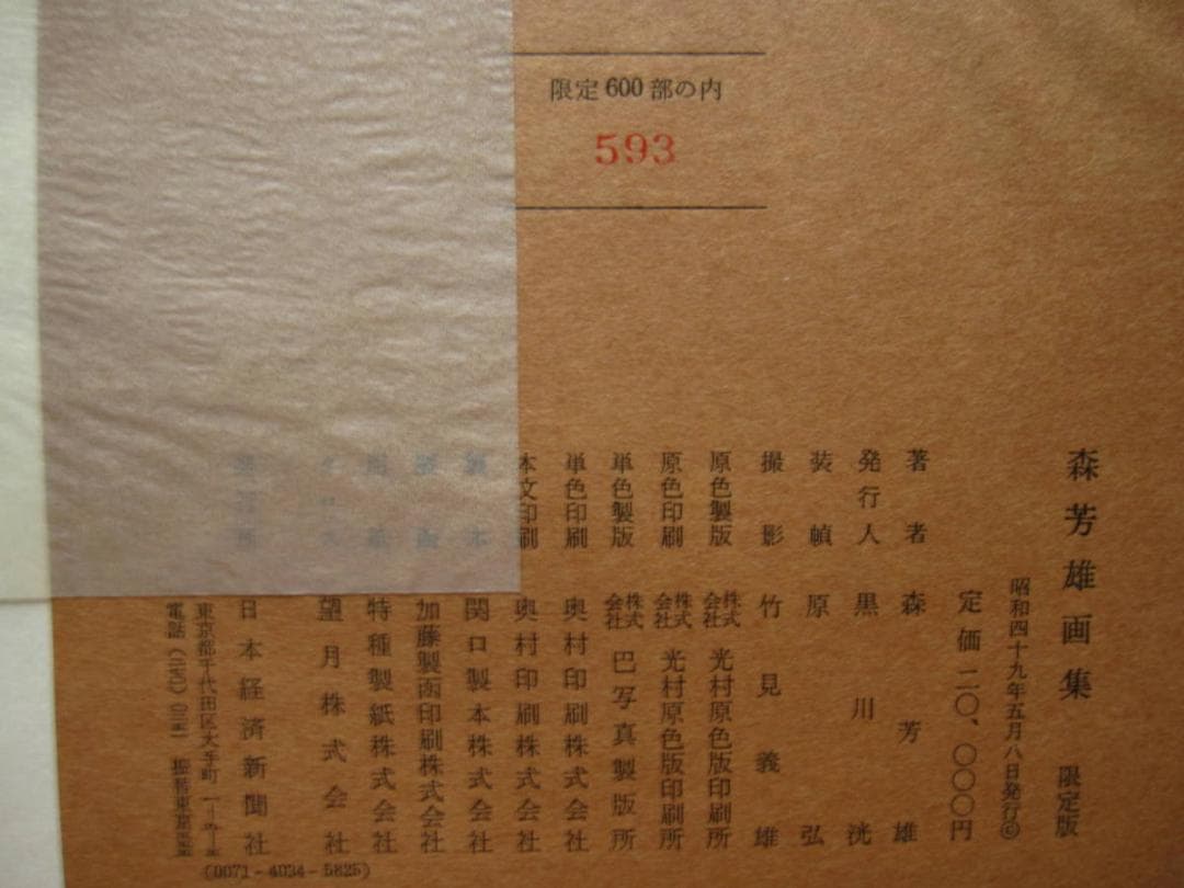 森芳雄　画集　Yoshio MORI　限定600部