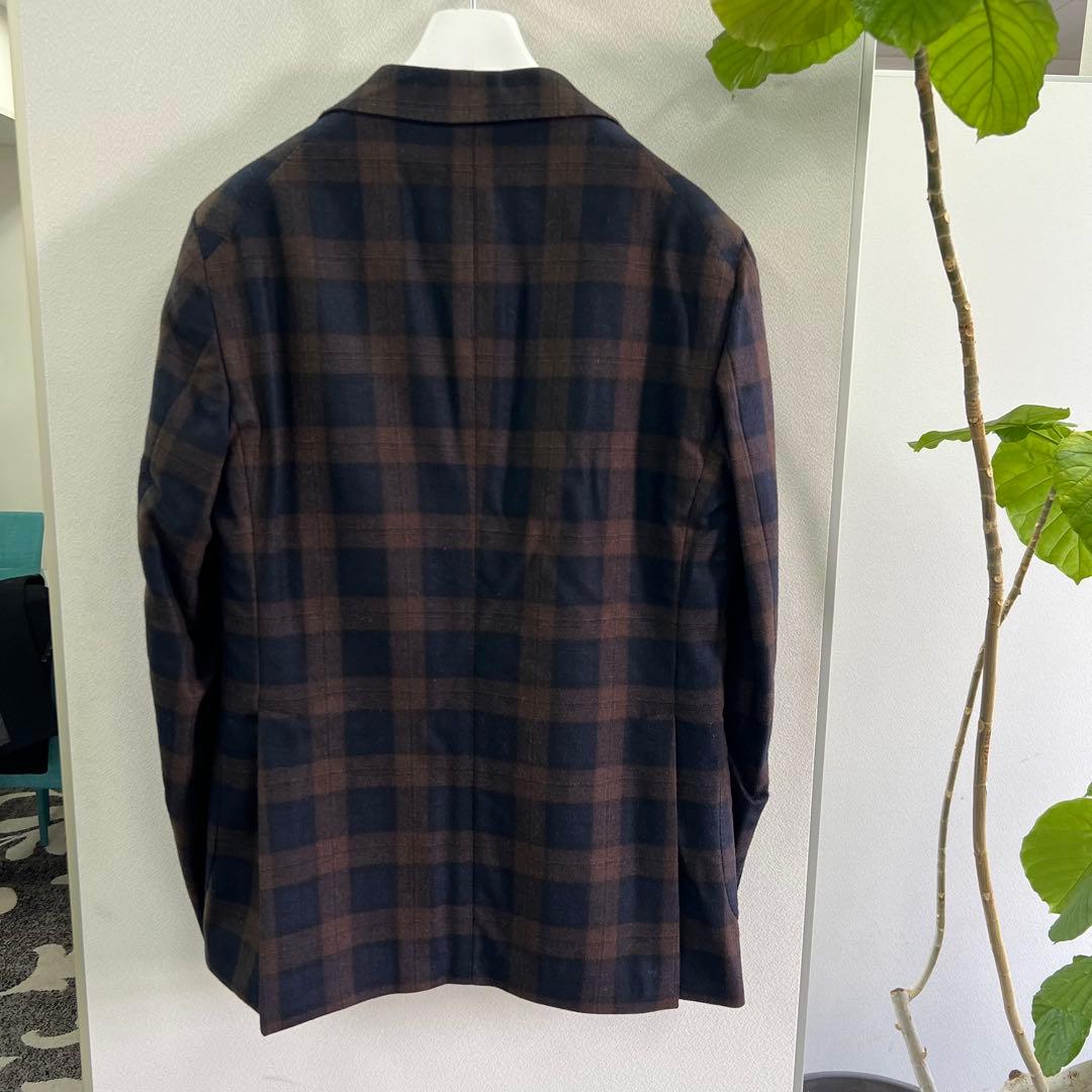 ◉美品　タリアトーレ　ブラウンネイビーチェックジャケット　48