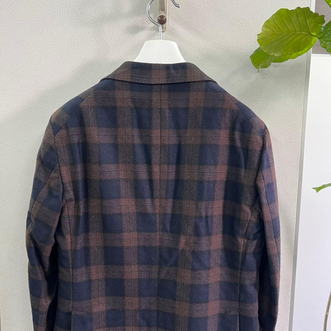 ◉美品　タリアトーレ　ブラウンネイビーチェックジャケット　48
