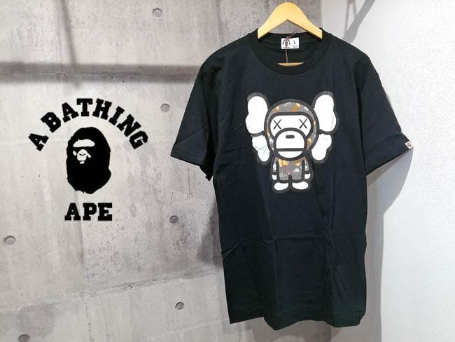 新品 ア ベイシング エイプ BAPE × KAWS カウズ マイロ TシャツL