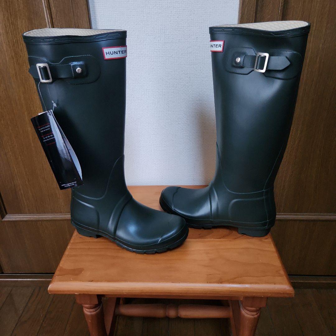 HUNTER 長靴 ダークグリーン バックル付き