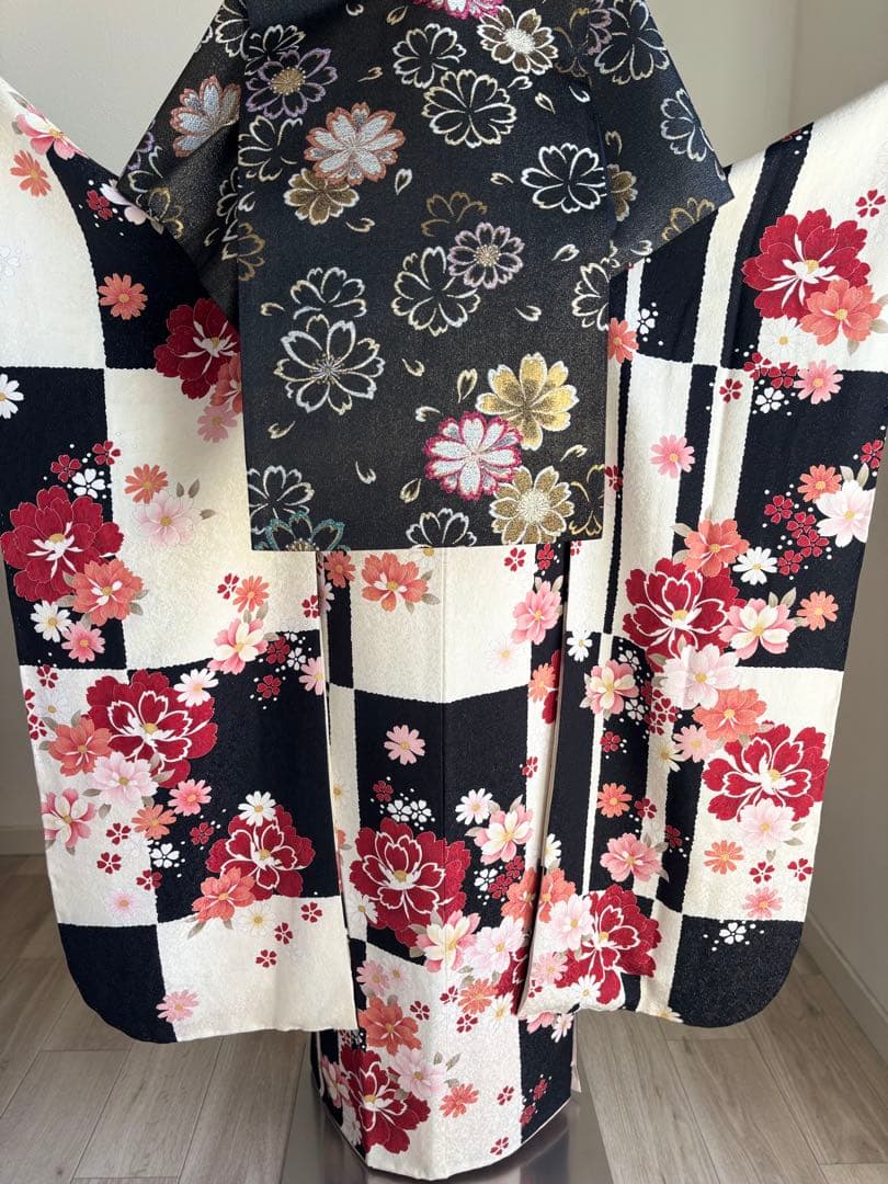 専用です！❤️お洒落で可愛い振袖フルセット（７点）正絹振袖　袋帯　成人式　白黒地