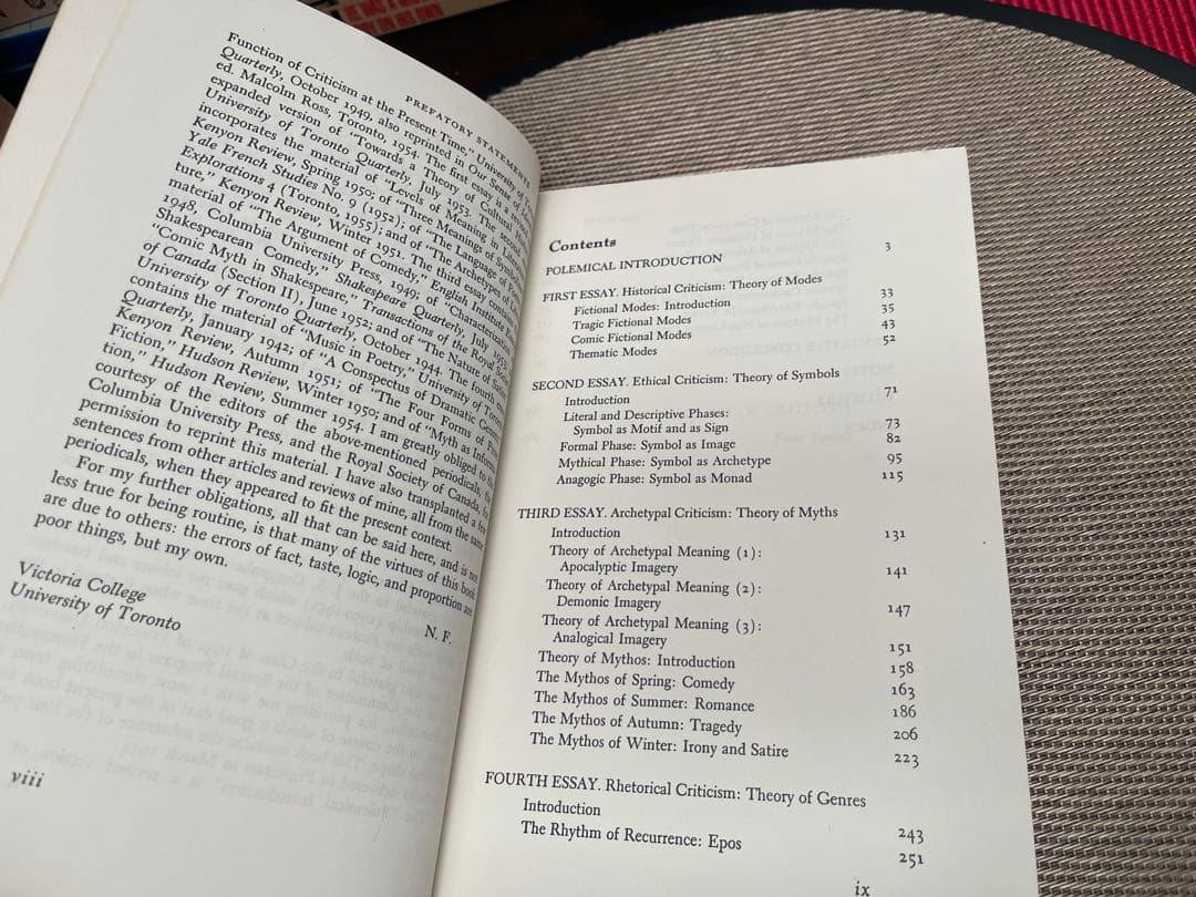 希少　Anatomy of Criticism by Northrop Frye