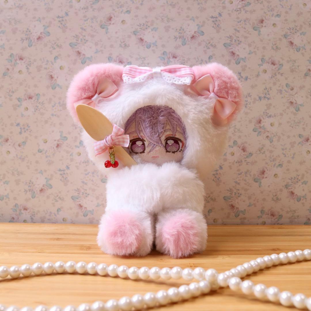 持てるよ くまさん.12〜14cm/ピンク❤︎おすわりぬい服 着ぐるみ ちびぐるみ