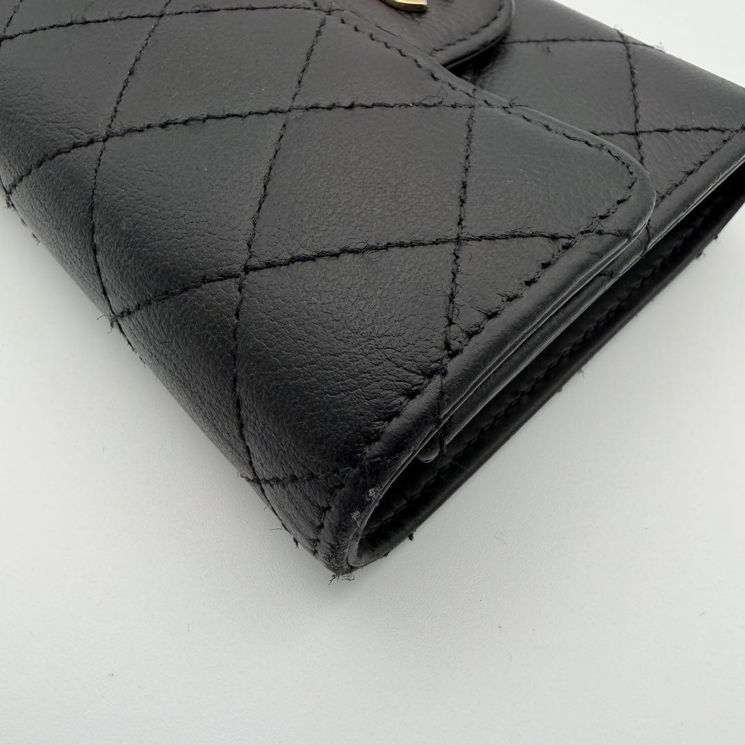 CHANEL シャネル 財布 キャビアスキン 三つ折り 美品
