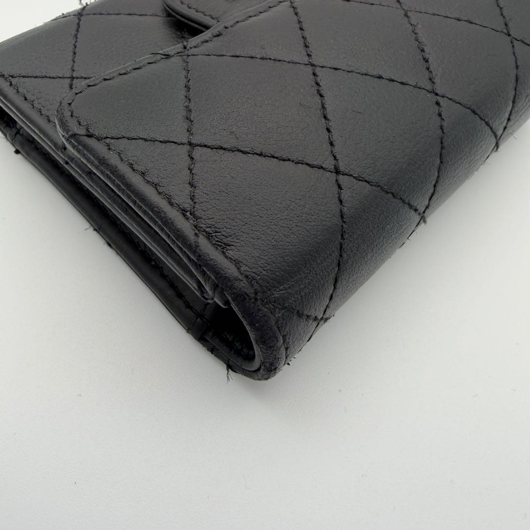 CHANEL シャネル 財布 キャビアスキン 三つ折り 美品