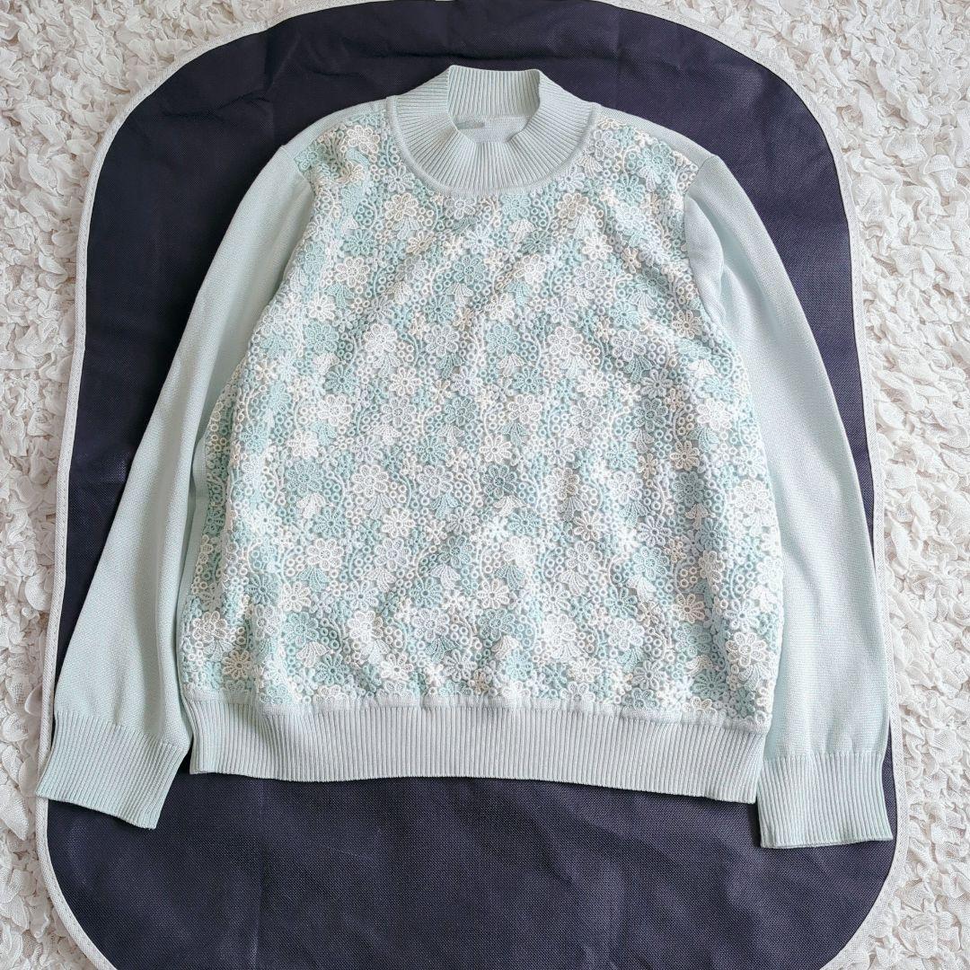 【極美品】レリアン 大きいサイズ フラワー刺繍 カーディガン アンサンブル 現行