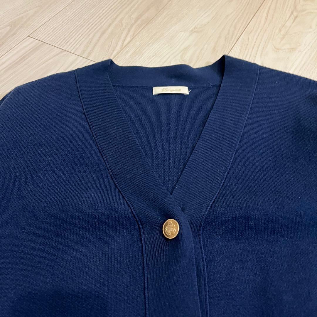ラウンジドレス loungedress 金ボタンニットカーディガン ネイビー
