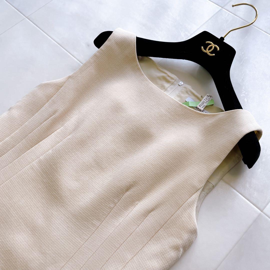 美品✨フォクシー マグノリア ドレス ワンピース ウエストタック ベージュ 38