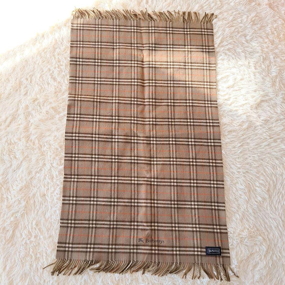 日本製 バーバリーズꕤ厚手 大判 ウール 膝掛け 刺繡ロゴ マフラー ストール