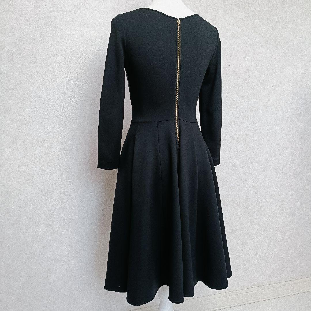 【美品】EPOCA ストレッチ ジャージー 長袖フレアワンピース ブラック 40