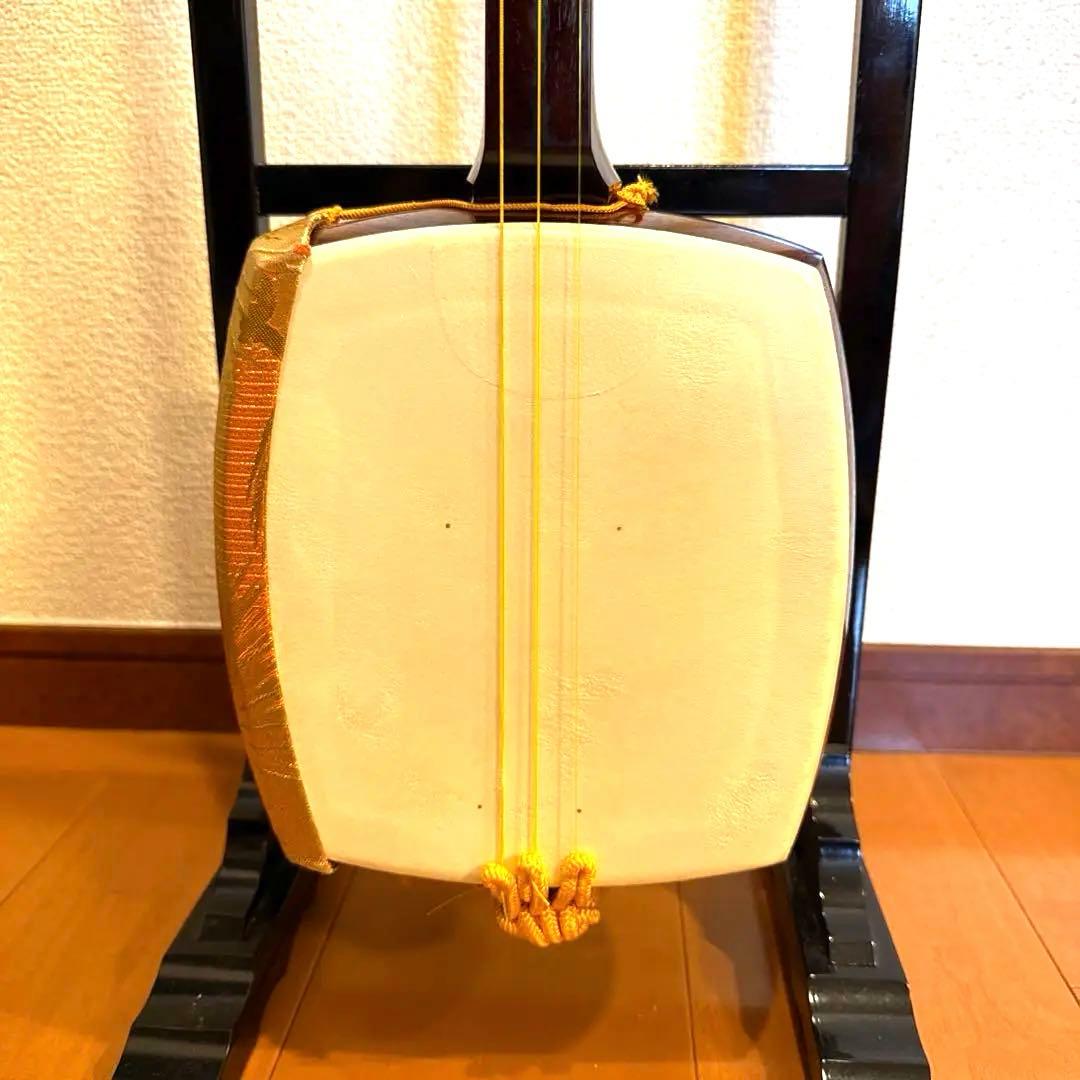 中棹三味線　紅木　金細　綾杉　東さわり　破れなし