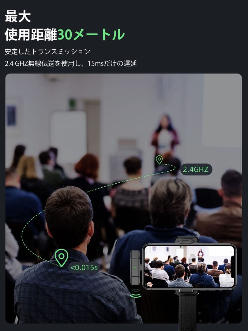 ワイヤレスマイク iphone ピンマイク　無線マイク2.4G DW310