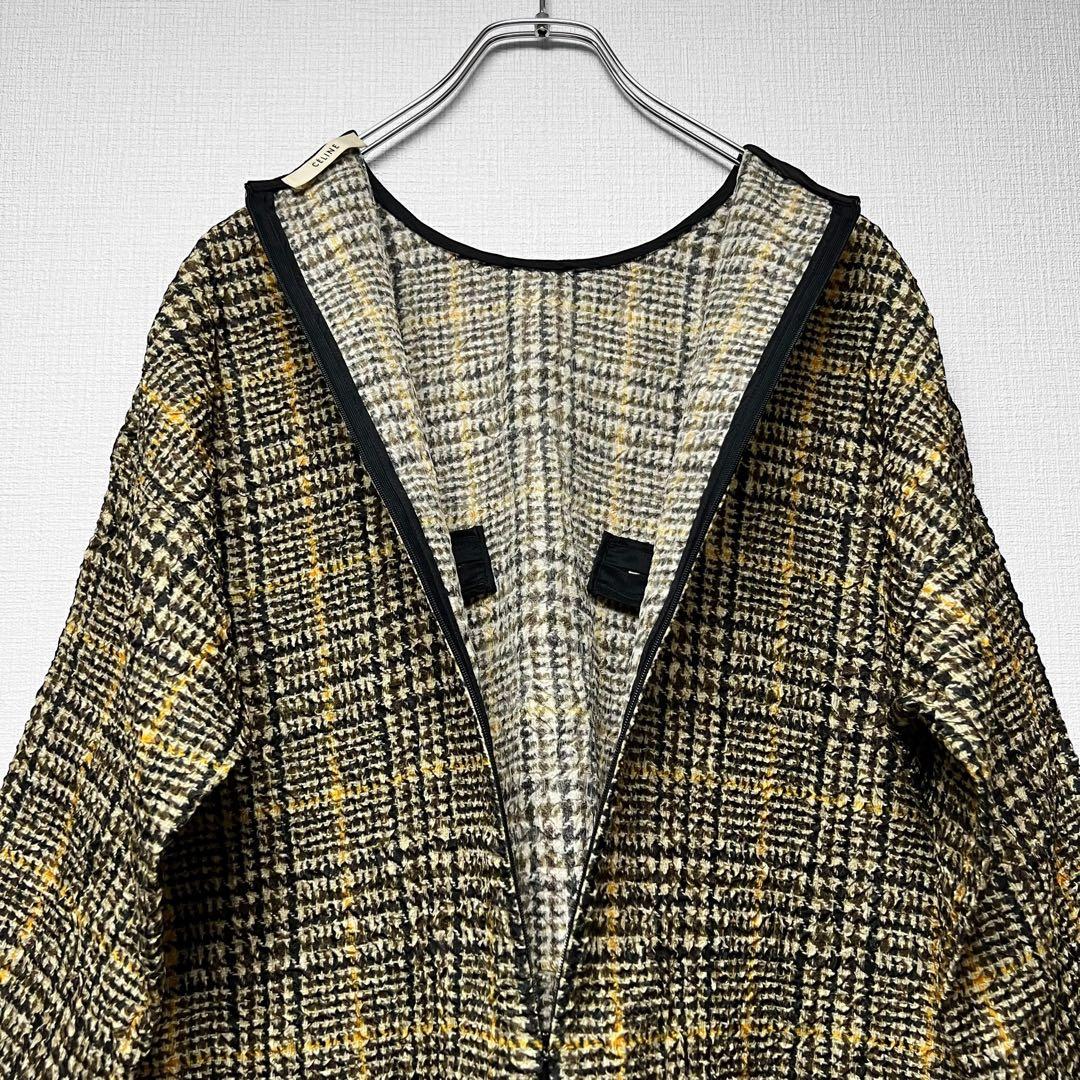 CELINE セリーヌ フィービー期 シワ加工 シルクワンピース チェック 38