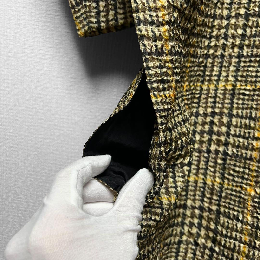 CELINE セリーヌ フィービー期 シワ加工 シルクワンピース チェック 38