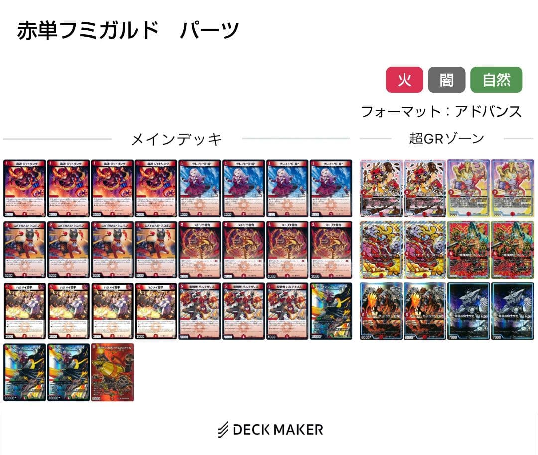 デュエルマスターズ 赤単フミガルド　赤単速攻　入れ替えパーツ付き
