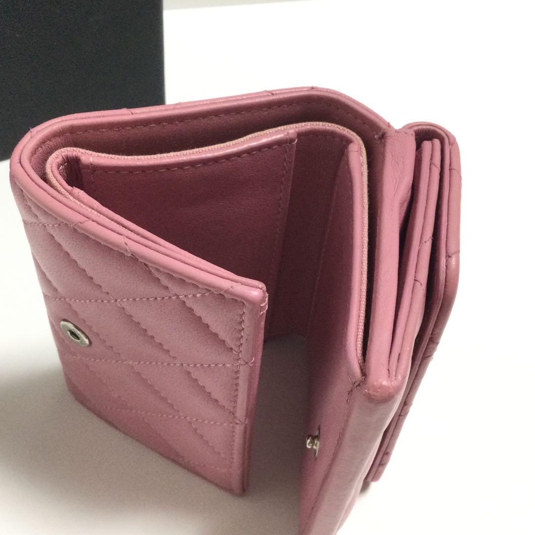 希少★シャネル マトラッセ ココスター ラムスキン　ウォレット 三つ折り財布