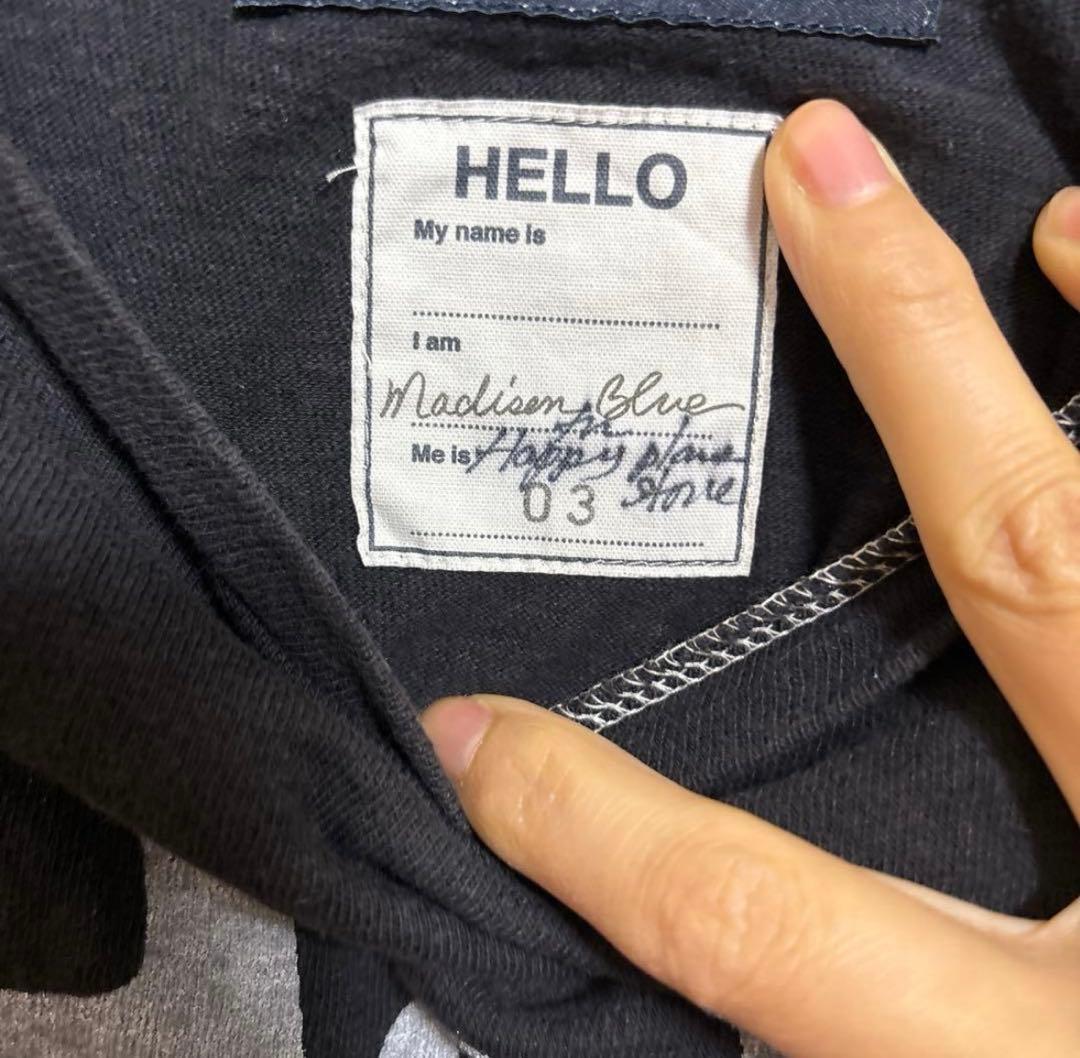 マディソンブルー Tシャツ ブラックネイビー ハピプラ限定 hello TEE