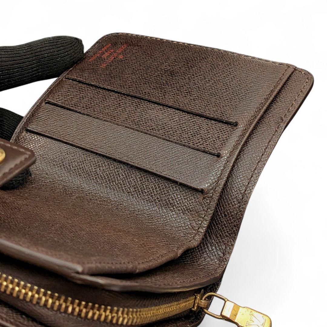 【美品】 ルイヴィトン コンパクトジップ ダミエ エベヌ 二つ折り財布