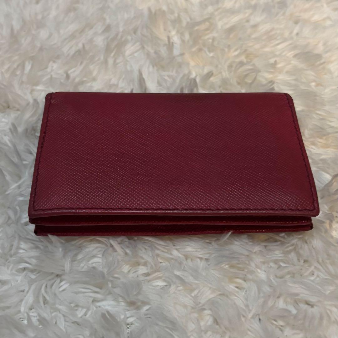 美品 PRADA プラダ 名刺入れ サフィアーノレザー メタルロゴ ピンク