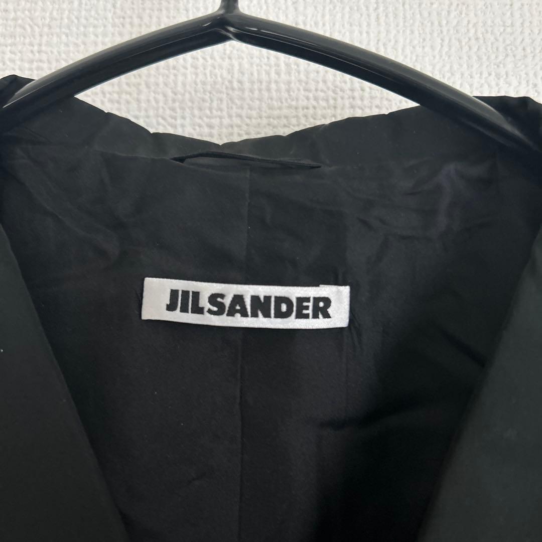 JIL SANDER　ポリ＆シルク テーラード ジャケット　黒　光沢　イタリア製