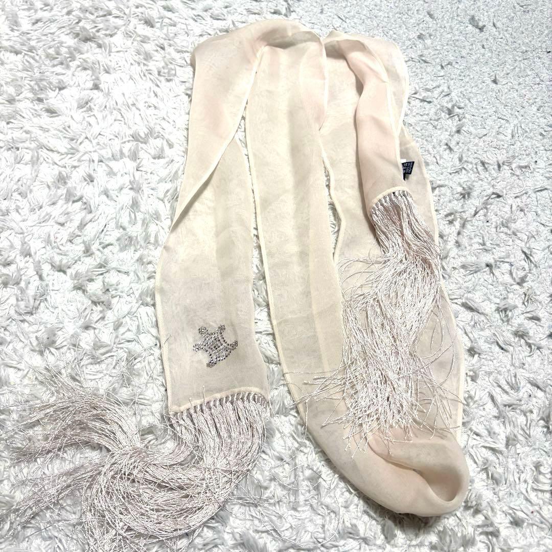 【美品】セリーヌ　ストール　シルク100% トリオンフ型ビジュー