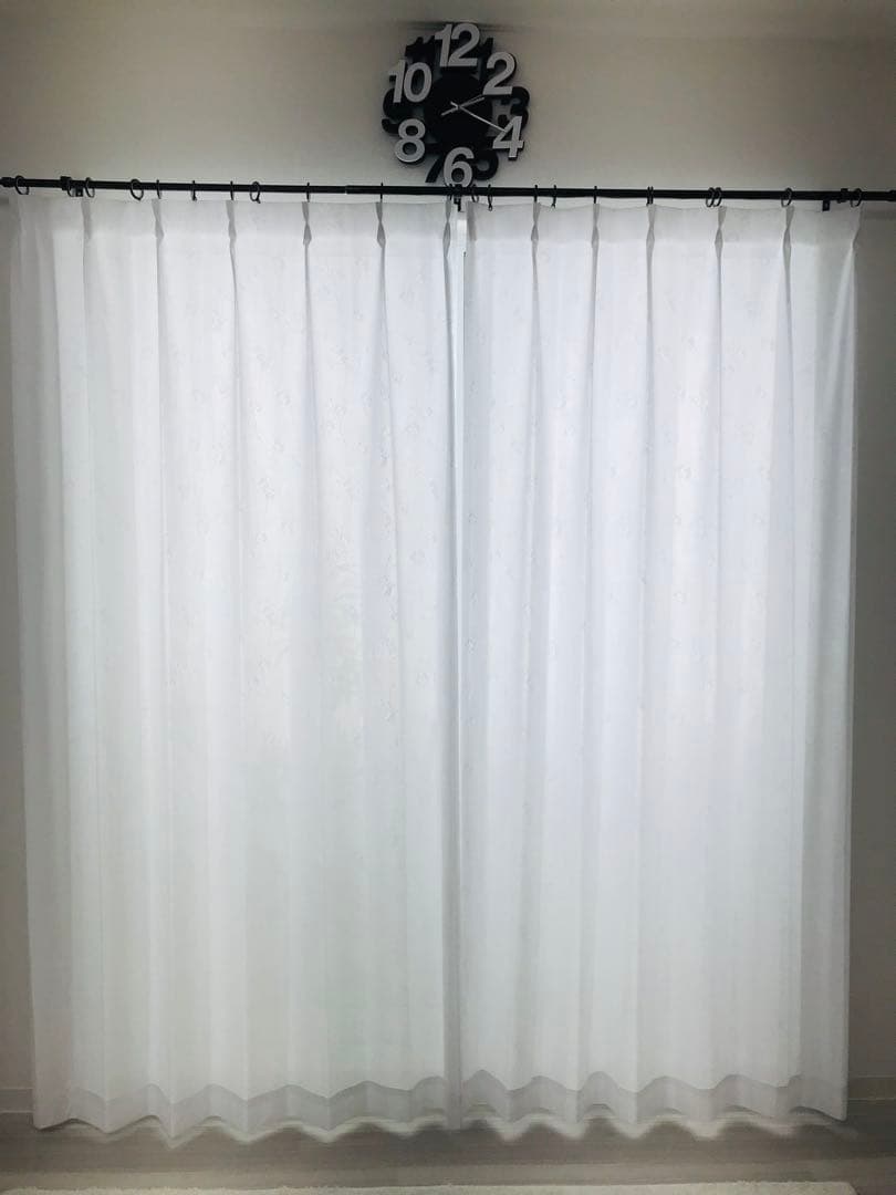 コッペ　レースカーテン　フラワーWH 100㎝×250㎝　4枚