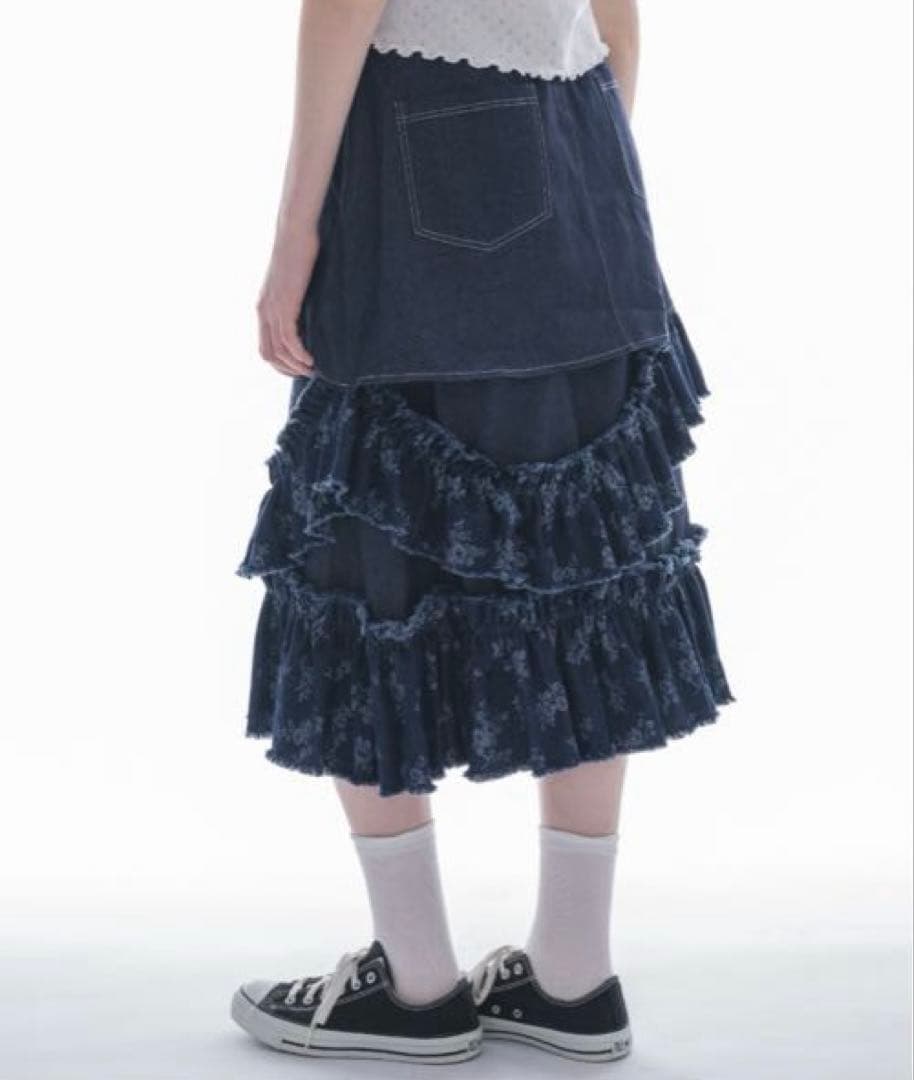 スカート idem damage frill denim skirt