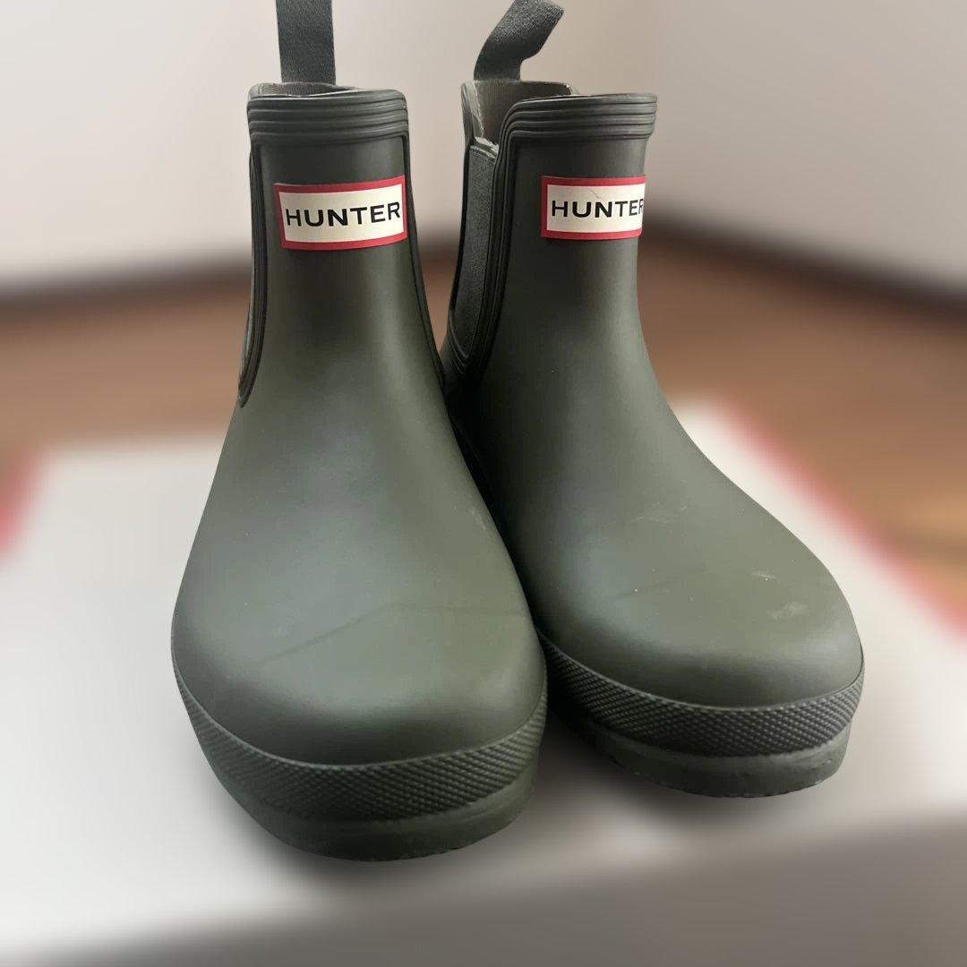HUNTER オリーブグリーン チェルシーブーツ　箱付き　美品