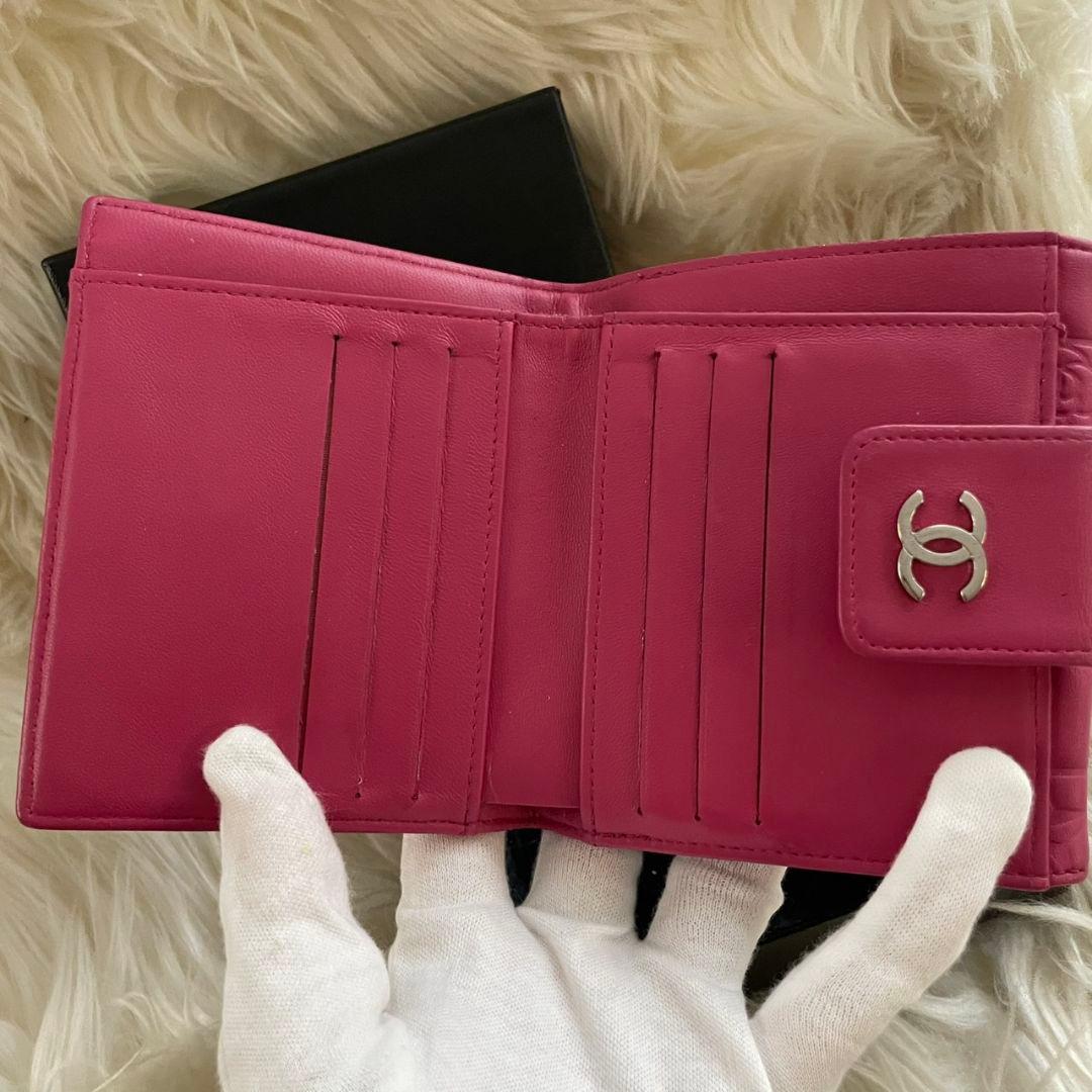 シャネル CHANEL 二つ折り 財布 アイコンライン ココマーク ピンク